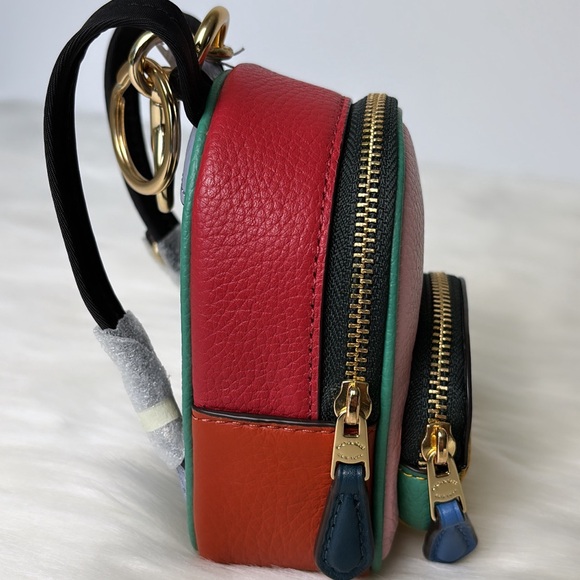 NWT💃Coach Mini Backpack Bag Charm Key Chain Coin Purse Leather - Picture 3 of 6
